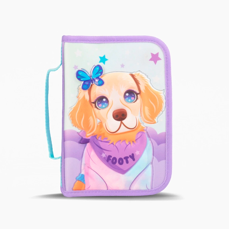 Cartuchera Escolar Footy 2026 Doggie Love Lila 1 Piso Art.F264024